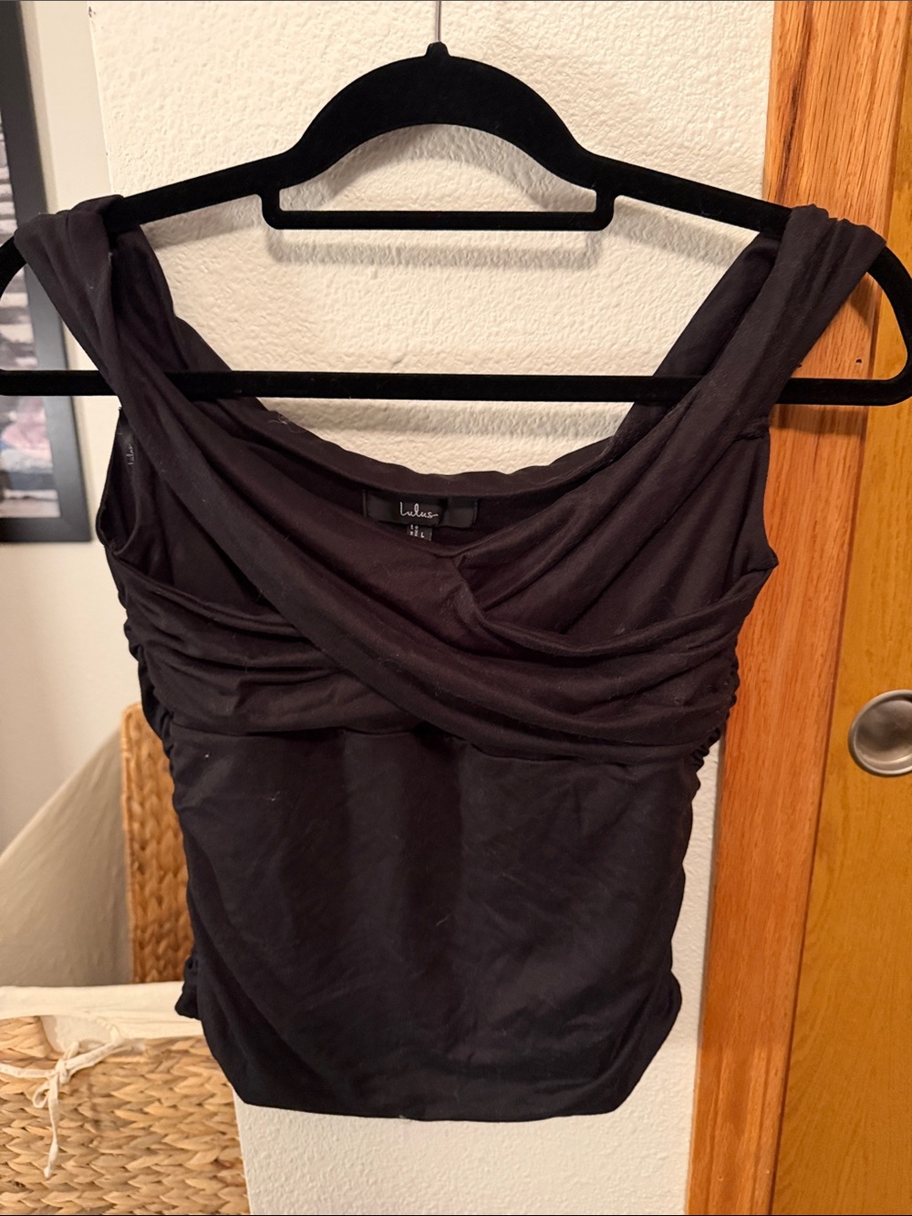 Lulu's Black Draped Ruched Camisole Top